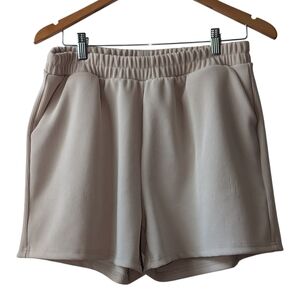 ZENANA WOMEN'S BEIGE HIGH WAIST SHORTS RELAXED FIT SIZE L